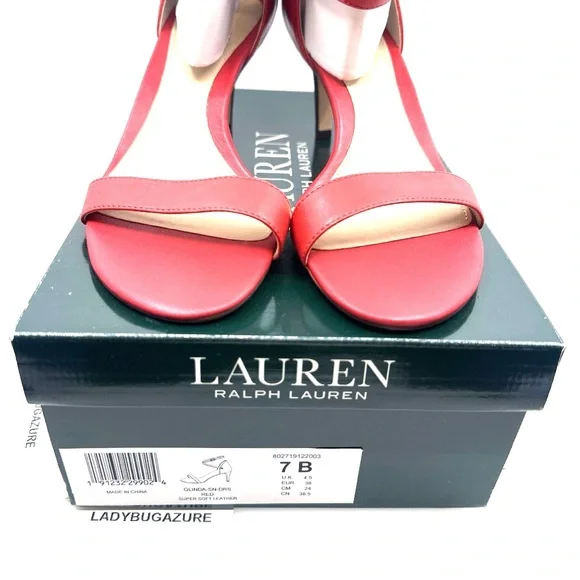 NIB Lauren Ralph Lauren Women’s Glinda Leather Ankle Wrap Sandals Size: 7B - Picture 7 of 8